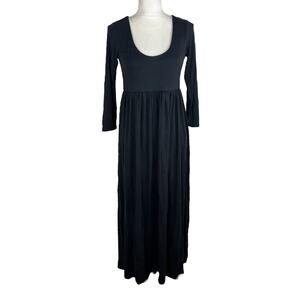 Hatch Long Sleeve Black Maternity Maxi Dress Scoop Neck Stretch Size 1